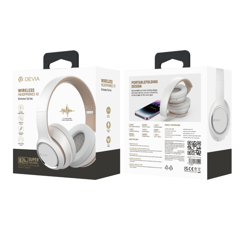 Casque Sans Fil Devia Kinton Series V2 - Blanc — Devia · Smarty Paris 18e